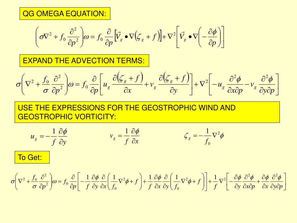 PPT The QuasiGeostrophic Omega Equation (without friction and diabatic terms) PowerPoint