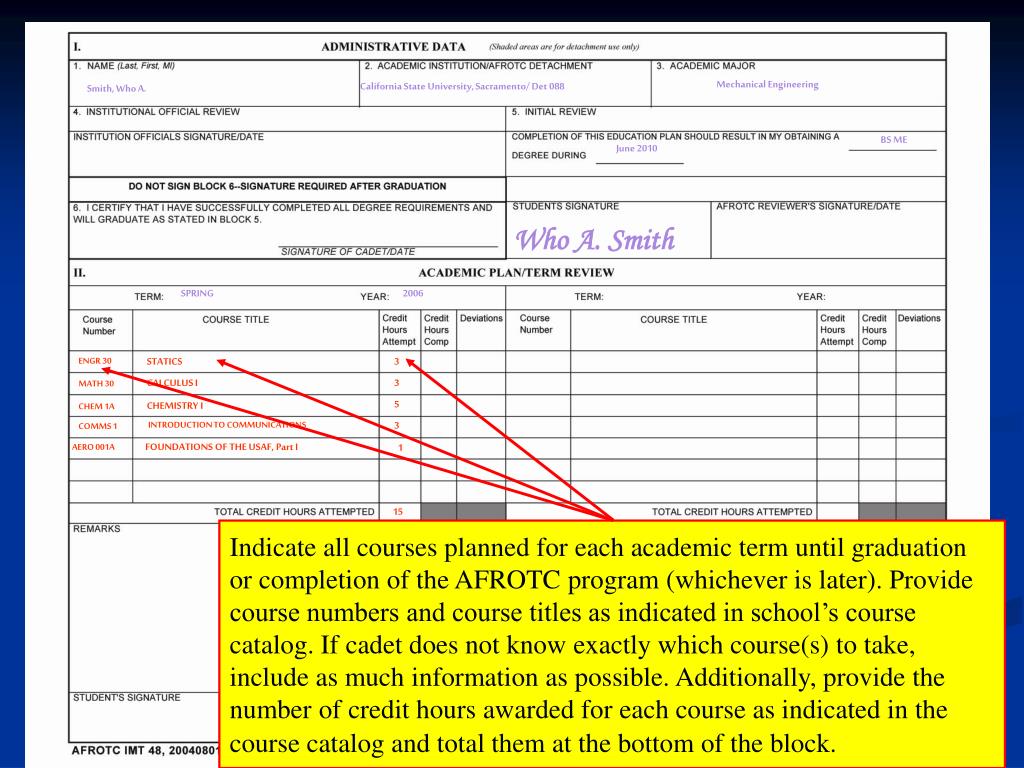 PPT Completing the AFROTC IMT 48 Planned Academic Program A