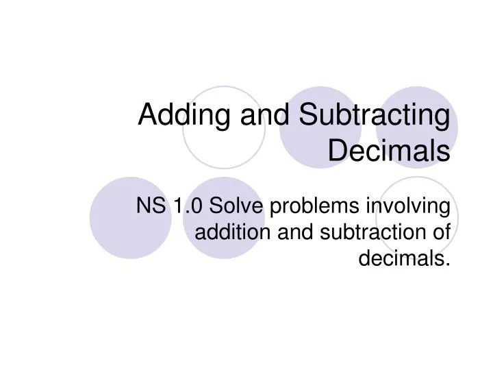 PPT Adding and Subtracting Decimals PowerPoint Presentation, free