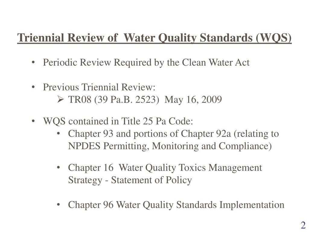 PPT Triennial Review of Water Quality Standards Proposed Rulemaking
