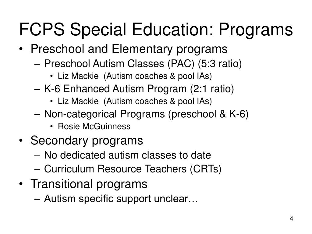 PPT FCPS Department of Special Services Organization and Programs