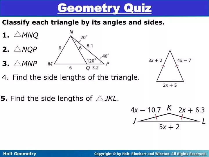 PPT Classify each triangle by its angles and sides. 1. MNQ 2. NQP 3. MNP PowerPoint