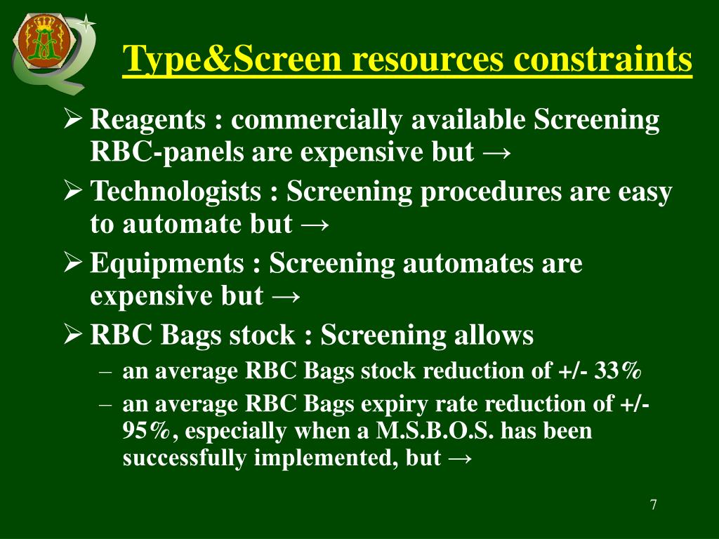 PPT Major Crossmatch versus Type&Screen Why to choose for Type
