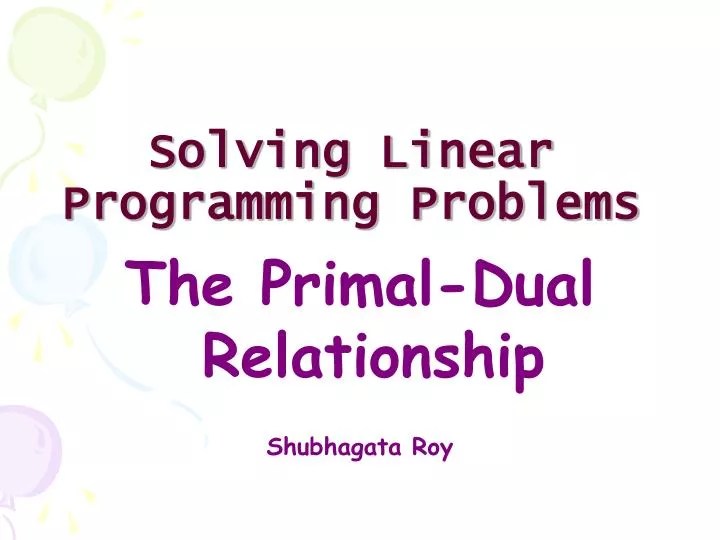 PPT Solving Linear Programming Problems PowerPoint Presentation, free