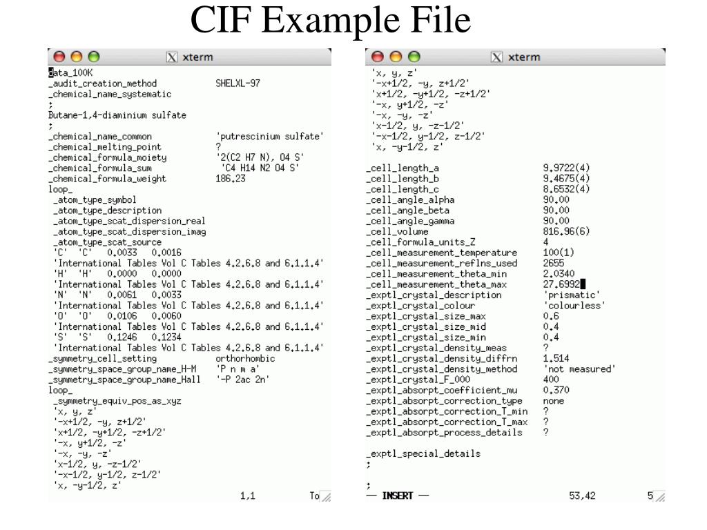 PPT The Crystallographic Information File (CIF) Description and Usage