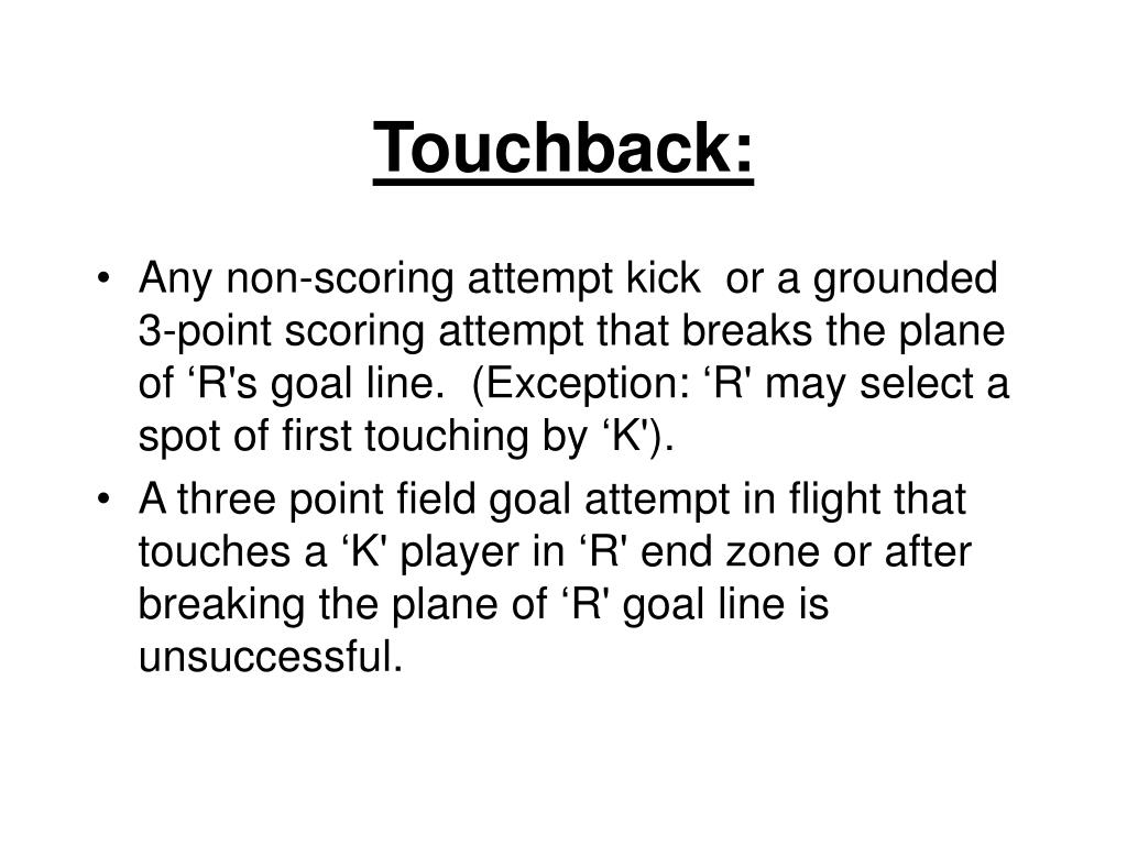 PPT FOOTBALL RULES SUMMARY RULE 8 SCORING PLAYS AND TOUCHBACK PowerPoint Presentation ID6630607