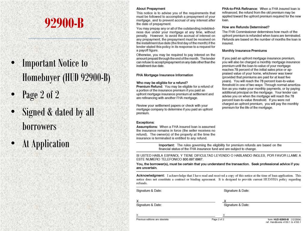 PPT FHA TRAINING Understanding & Completing FHA Forms and Disclosures