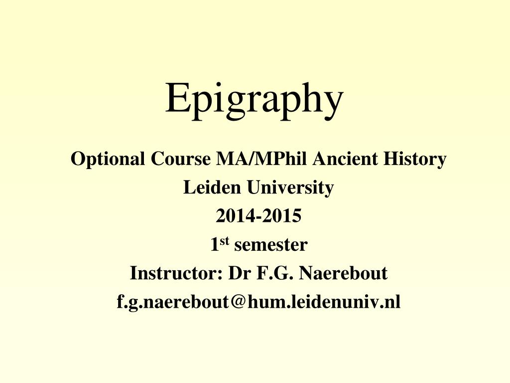PPT Epigraphy PowerPoint Presentation, free download ID6648042