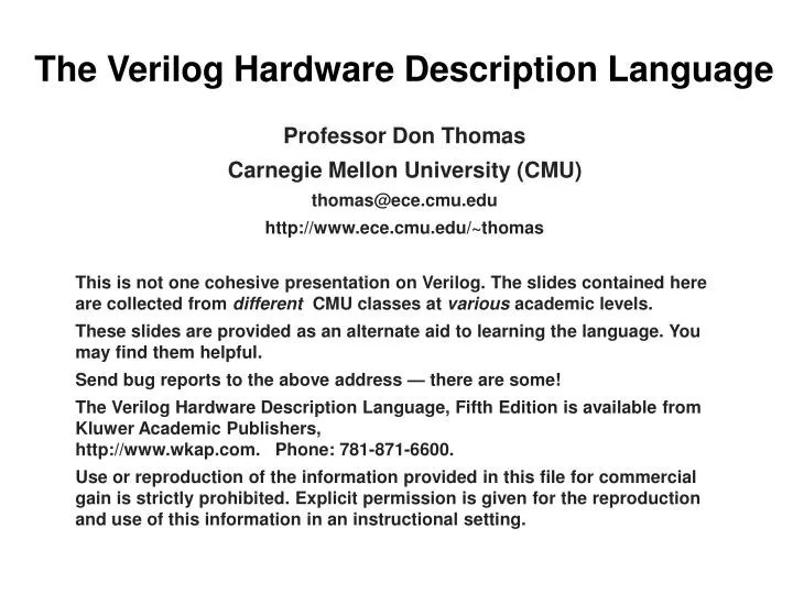 PPT The Verilog Hardware Description Language PowerPoint Presentation