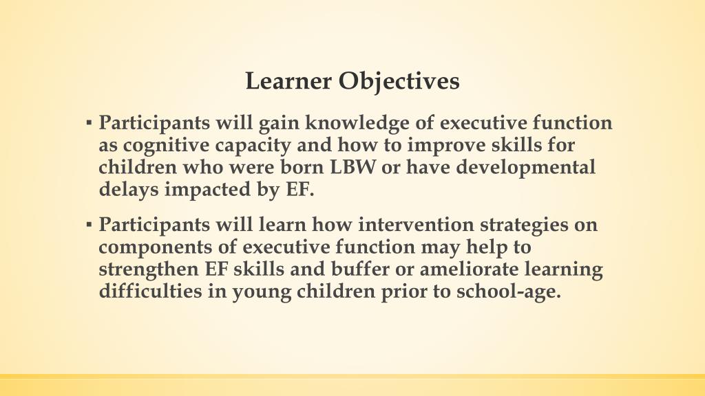 PPT Implementing Strategies to increase Executive Function Skills in