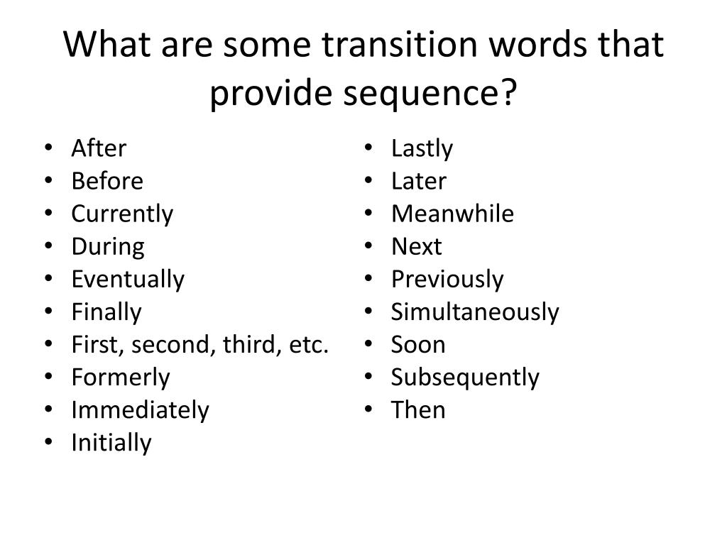 PPT Using Sequence of Events Transition Words PowerPoint Presentation
