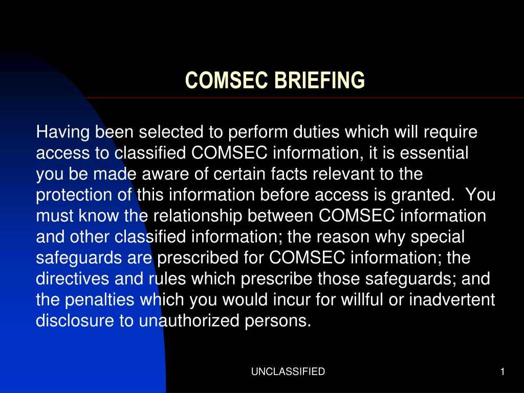 PPT COMSEC BRIEFING PowerPoint Presentation, free download ID6665618