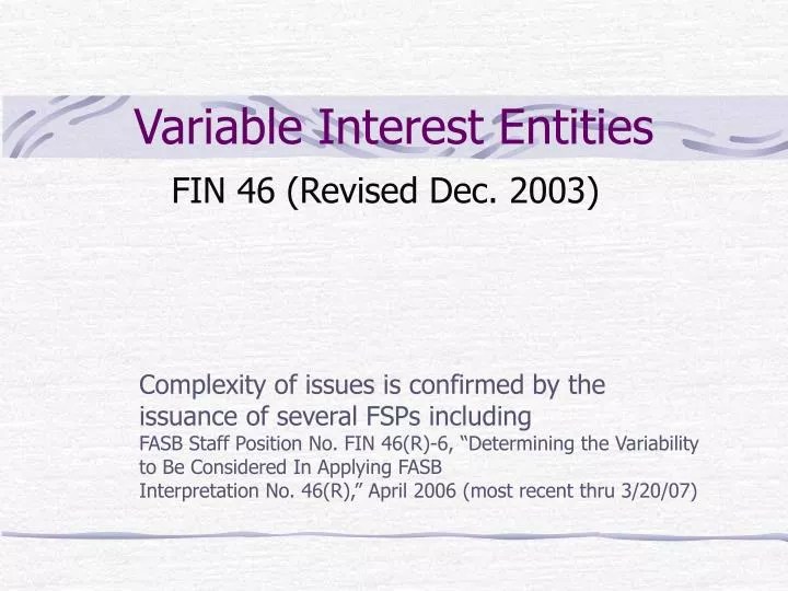 PPT Variable Interest Entities PowerPoint Presentation, free download