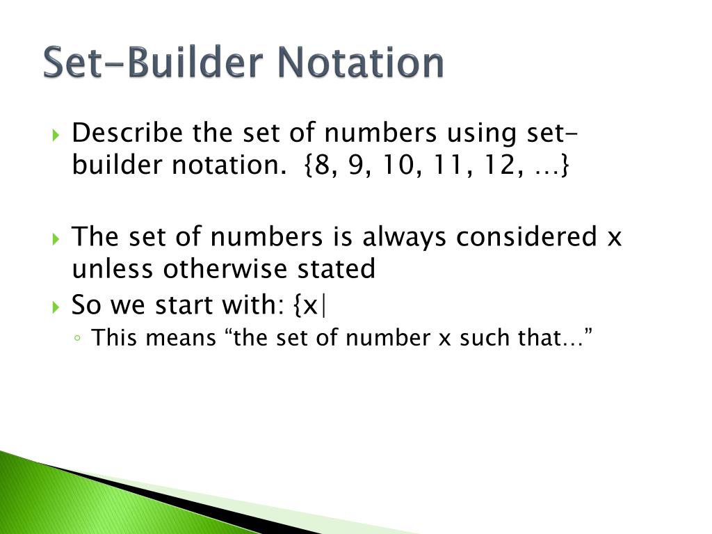 PPT SetBuilder Notation PowerPoint Presentation, free download ID