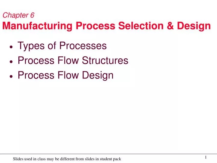 PPT Chapter 6 Manufacturing Process Selection & Design PowerPoint