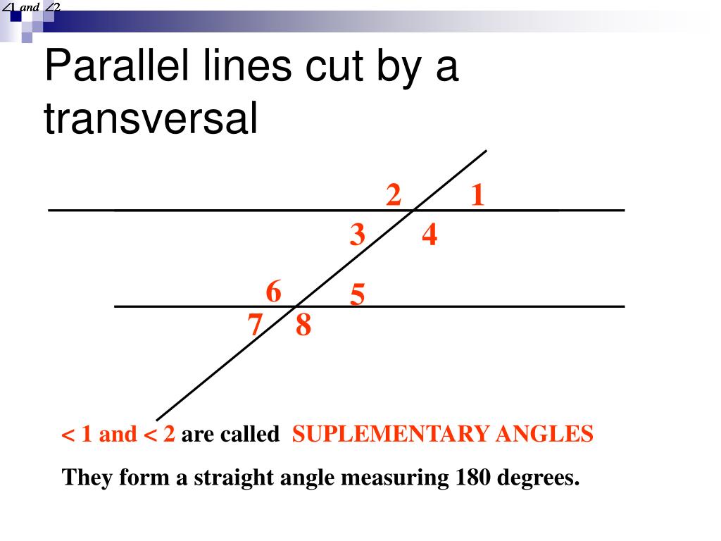 PPT PARALLEL LINES CUT BY A TRANSVERSAL PowerPoint Presentation, free