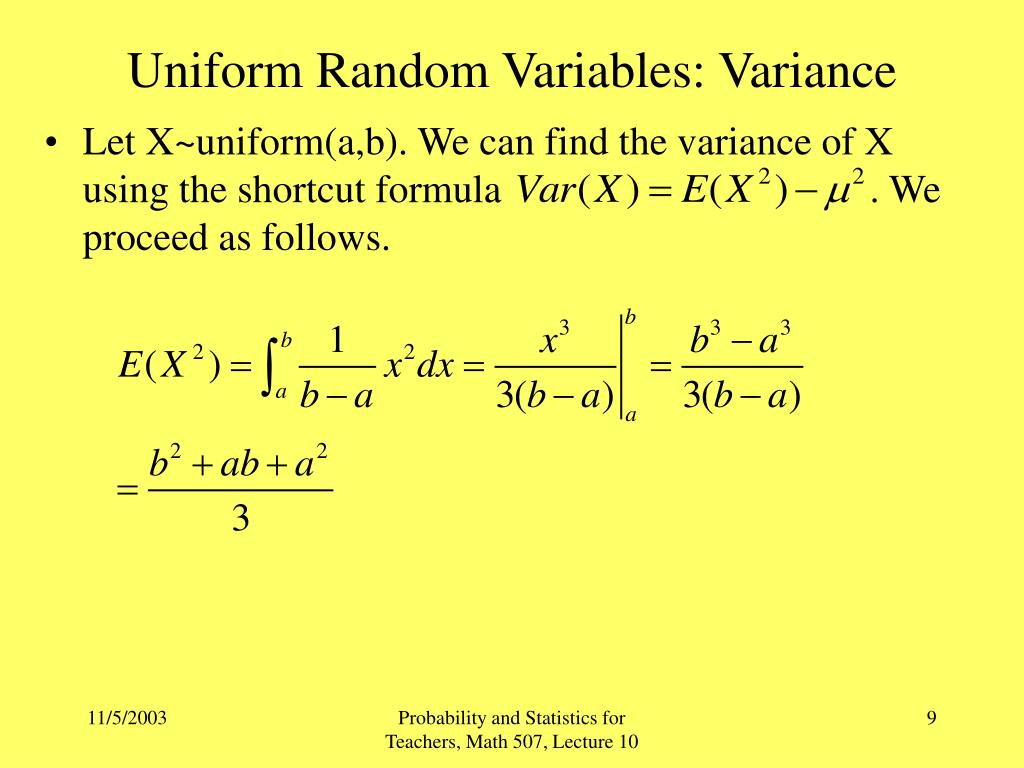 PPT UNIFORM AND EXPONENTIAL RANDOM VARIABLES PowerPoint Presentation