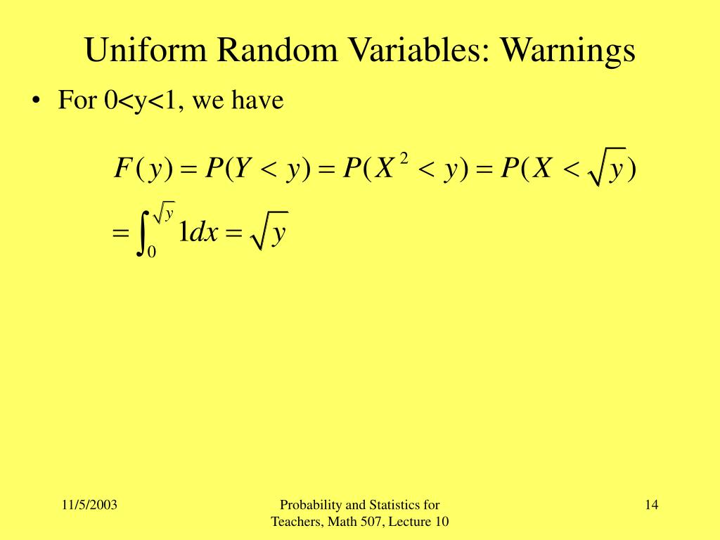 PPT UNIFORM AND EXPONENTIAL RANDOM VARIABLES PowerPoint Presentation