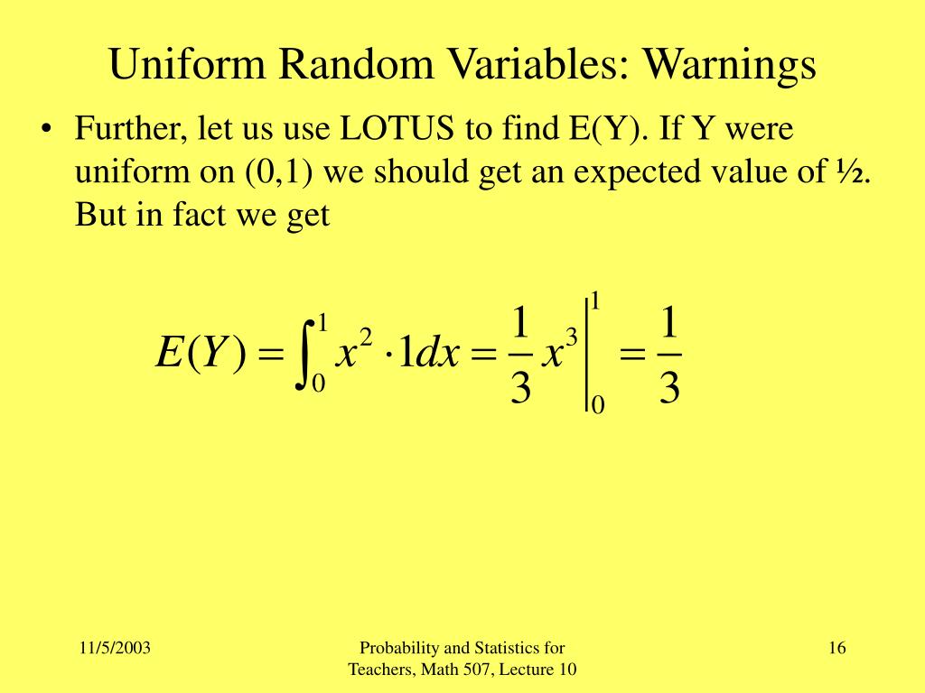 PPT UNIFORM AND EXPONENTIAL RANDOM VARIABLES PowerPoint Presentation