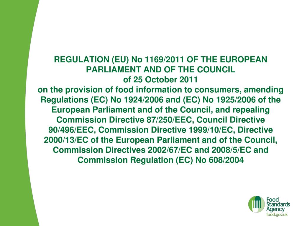 PPT European Food Information for Consumers Regulation (EU) No 1169/
