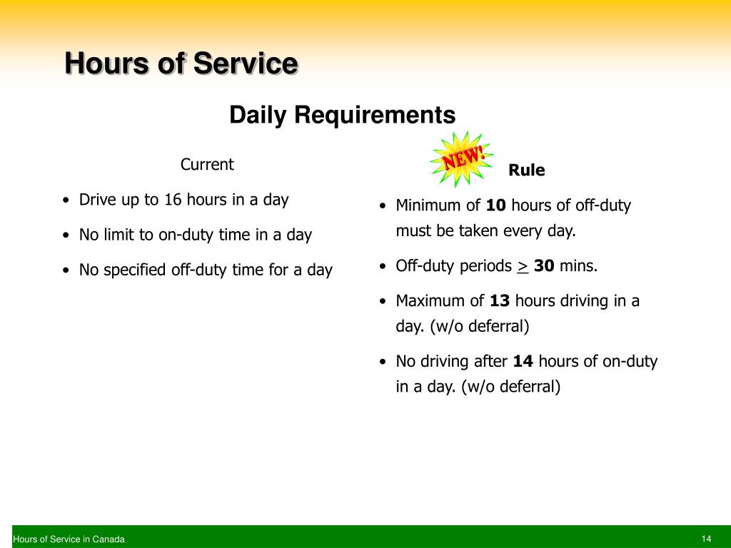 PPT Hours of Service in Canada PowerPoint Presentation, free download