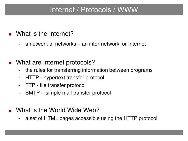 PPT / Protocols / WWW PowerPoint Presentation, free download