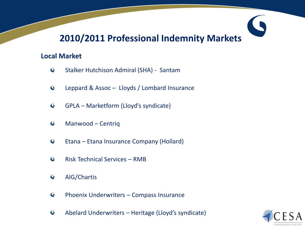 PPT Consulting Engineers South Africa Professional Indemnity