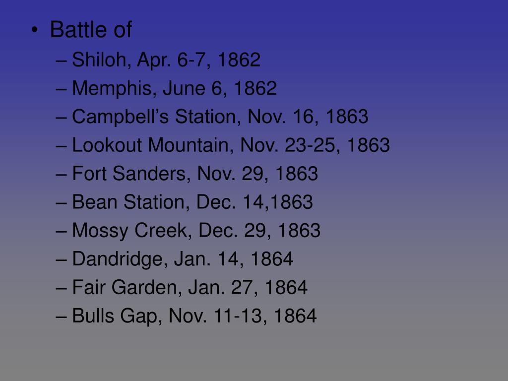 PPT Civil War Battles in Tennessee PowerPoint Presentation, free