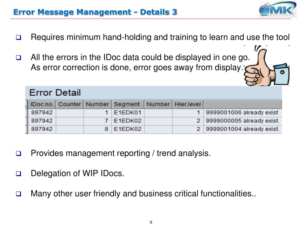 PPT EMM SAP Error Messages Management Tool PowerPoint Presentation