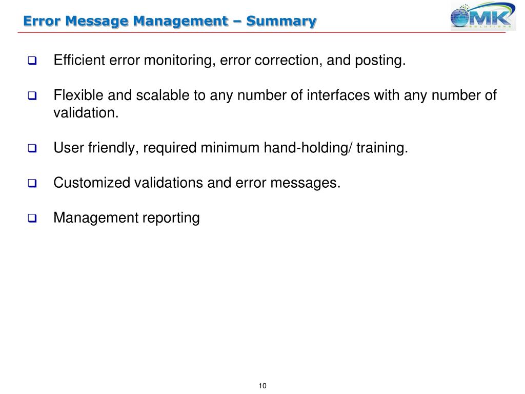 PPT EMM SAP Error Messages Management Tool PowerPoint Presentation