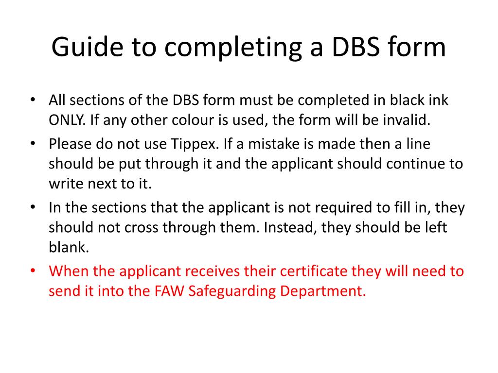 PPT Completing a new DBS Form Guidance notes for Safeguarding