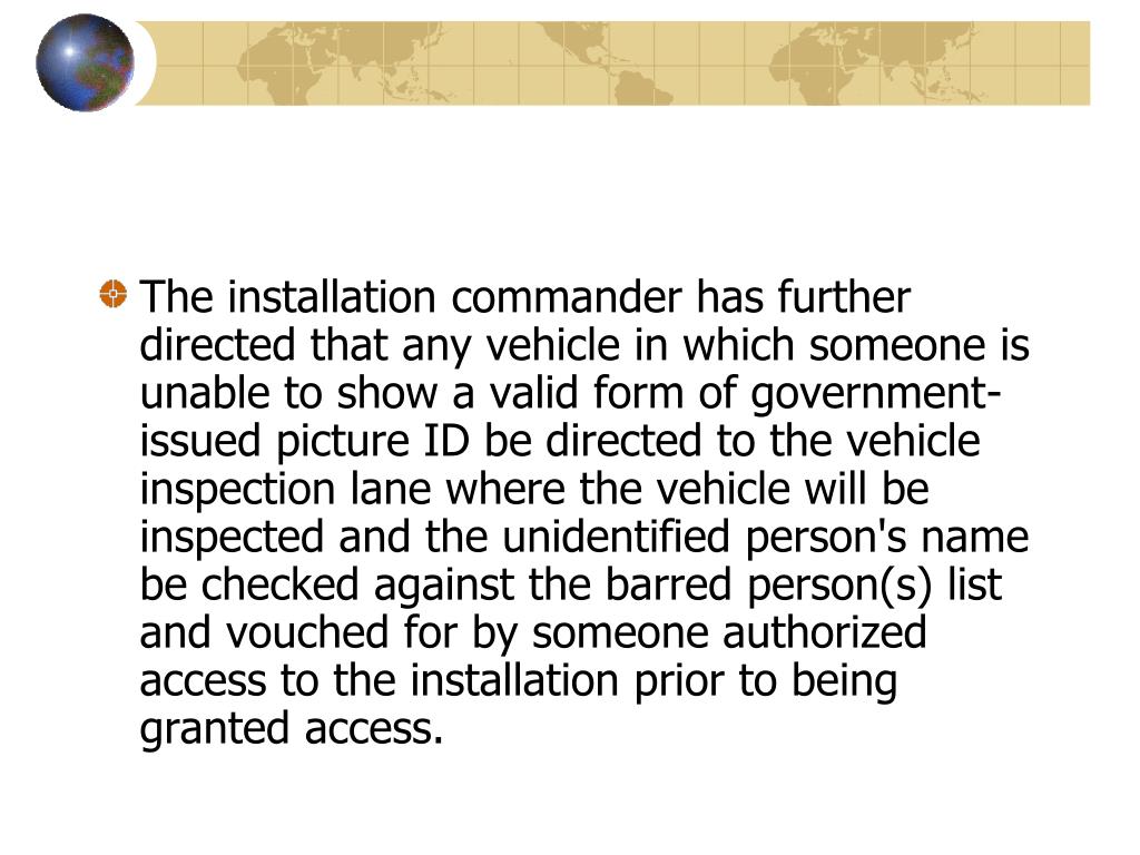 PPT Control Access to a Military Installation PowerPoint Presentation