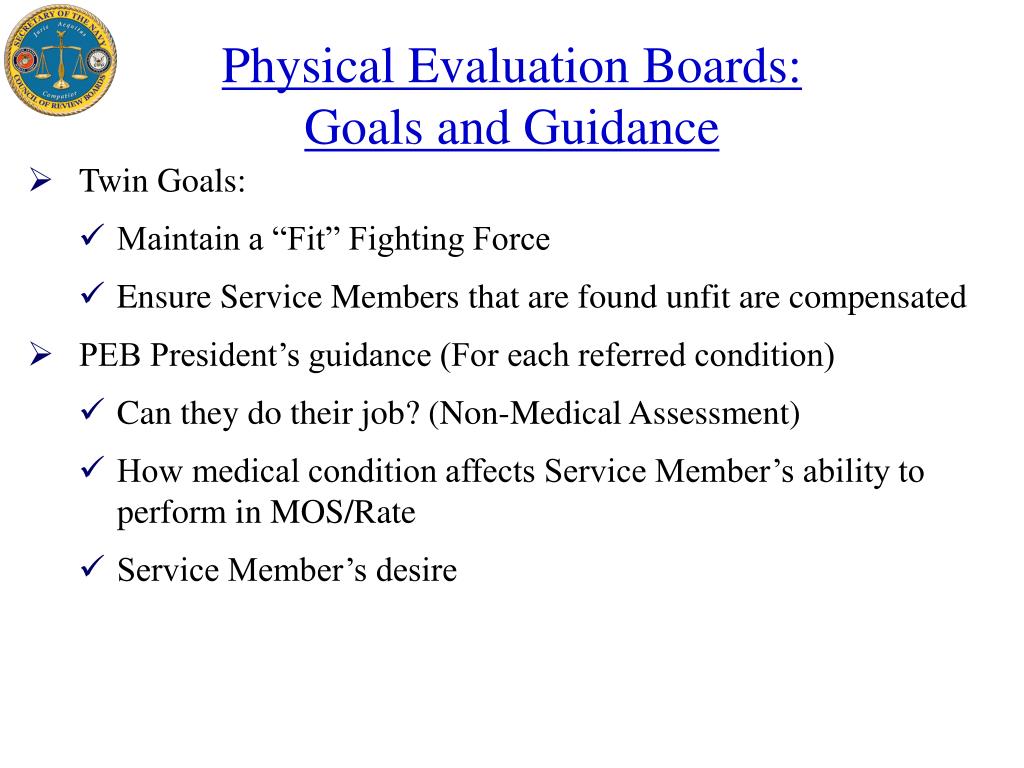 PPT Secretary of the Navy Physical Evaluation Board (PEB) PowerPoint