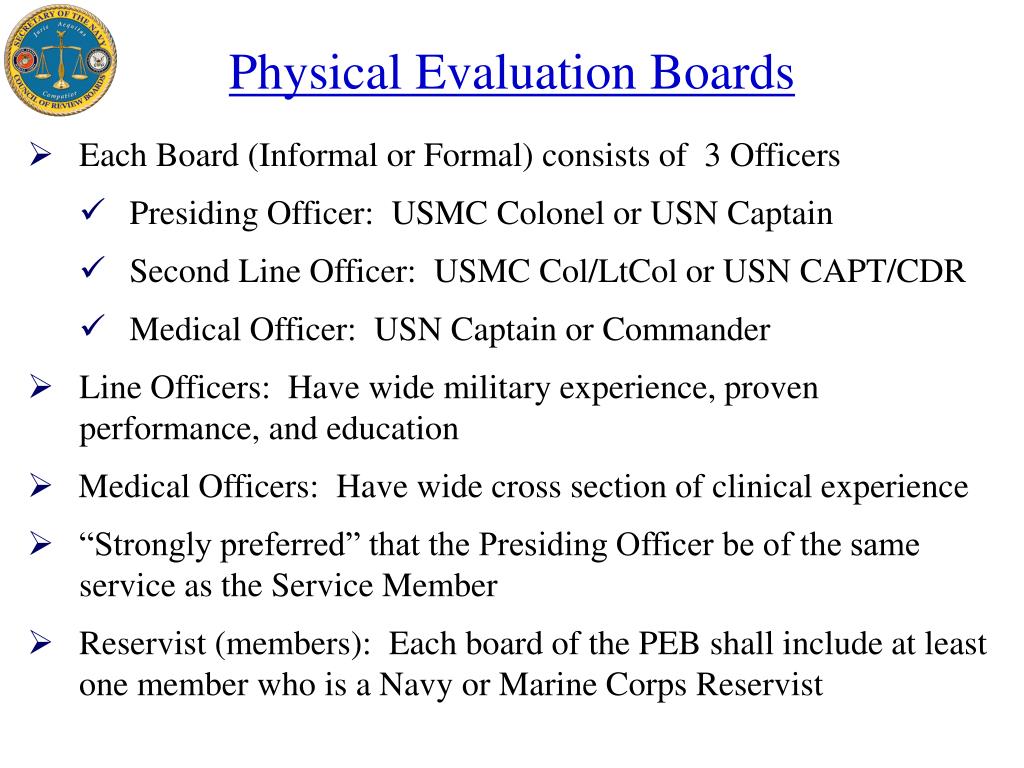 PPT Secretary of the Navy Physical Evaluation Board (PEB) PowerPoint