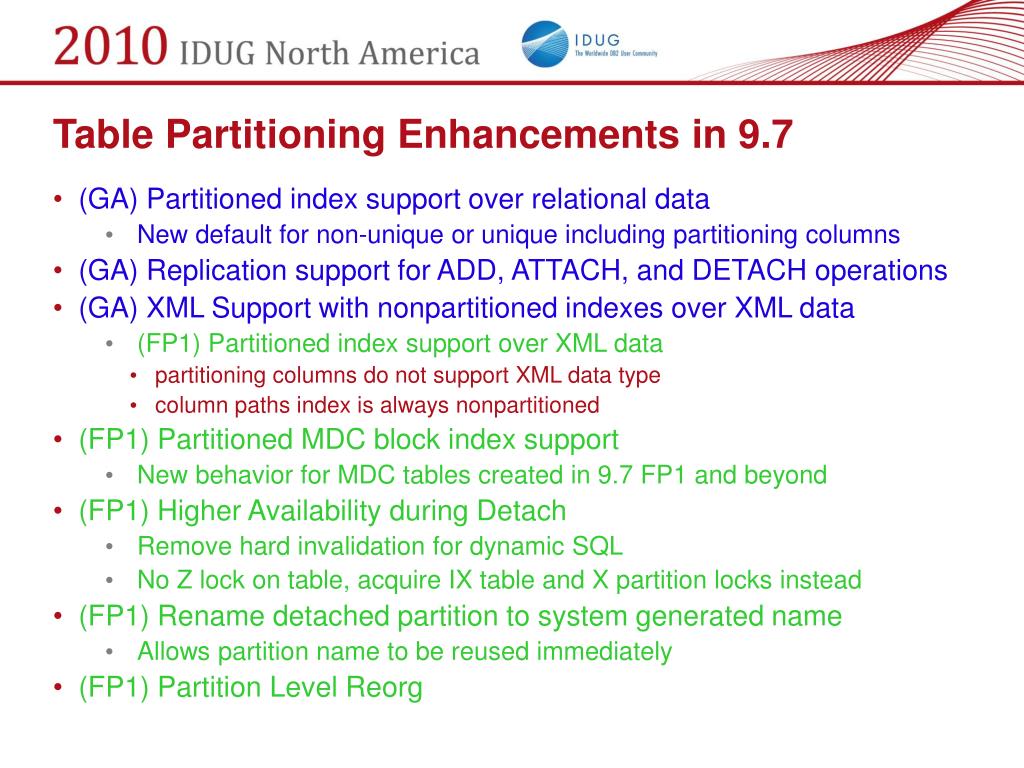 PPT Partitioned Tables First Introduced in DB2 9.1 Significant