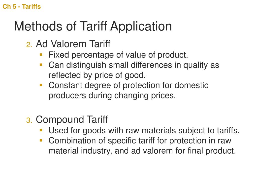 PPT Ch 5 Tariffs PowerPoint Presentation, free download ID6718122