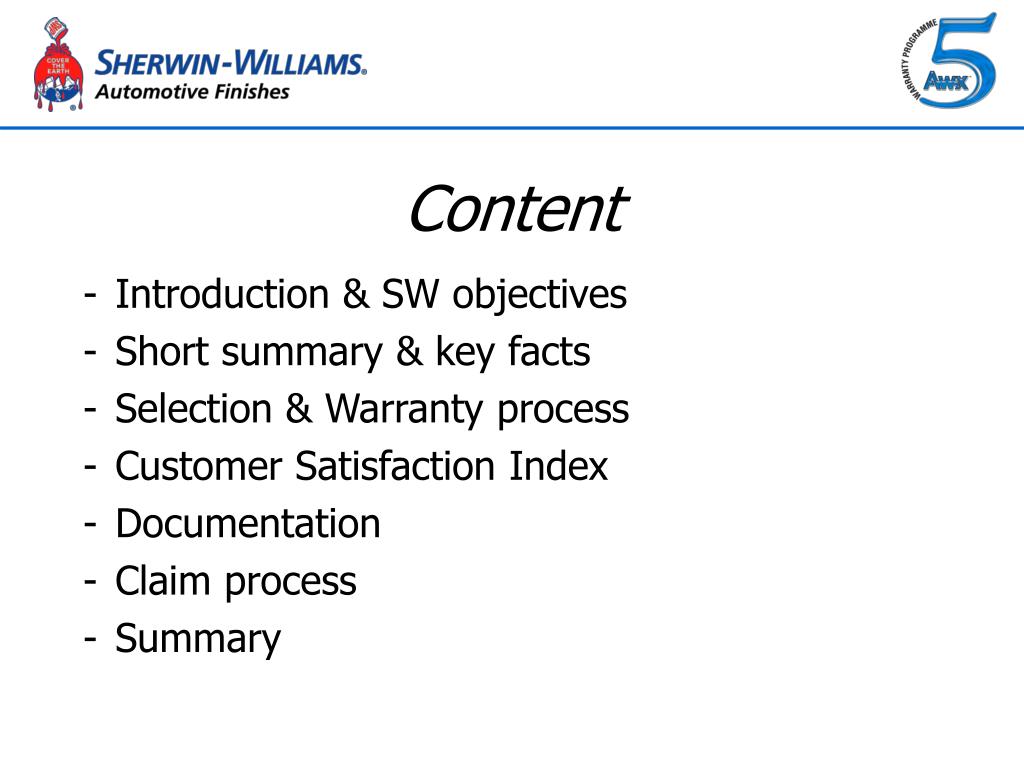 PPT SherwinWilliams Paint Warranty Programme PowerPoint Presentation