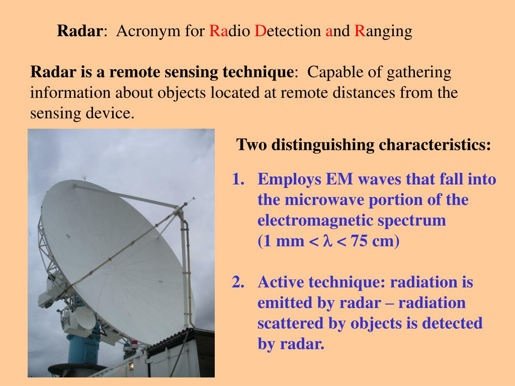 PPT Radar Acronym for Ra dio D etection a nd R anging PowerPoint