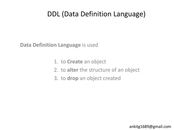 PPT DDL (Data Definition Language) PowerPoint Presentation, free