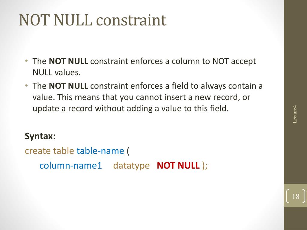PPT Lecture5 SQL Overview , Oracle Data Type , DDL and Constraints