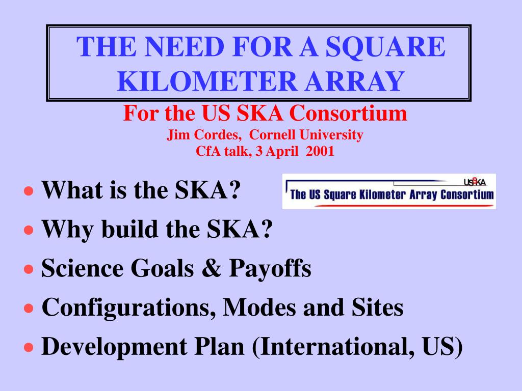 PPT THE NEED FOR A SQUARE KILOMETER ARRAY PowerPoint Presentation