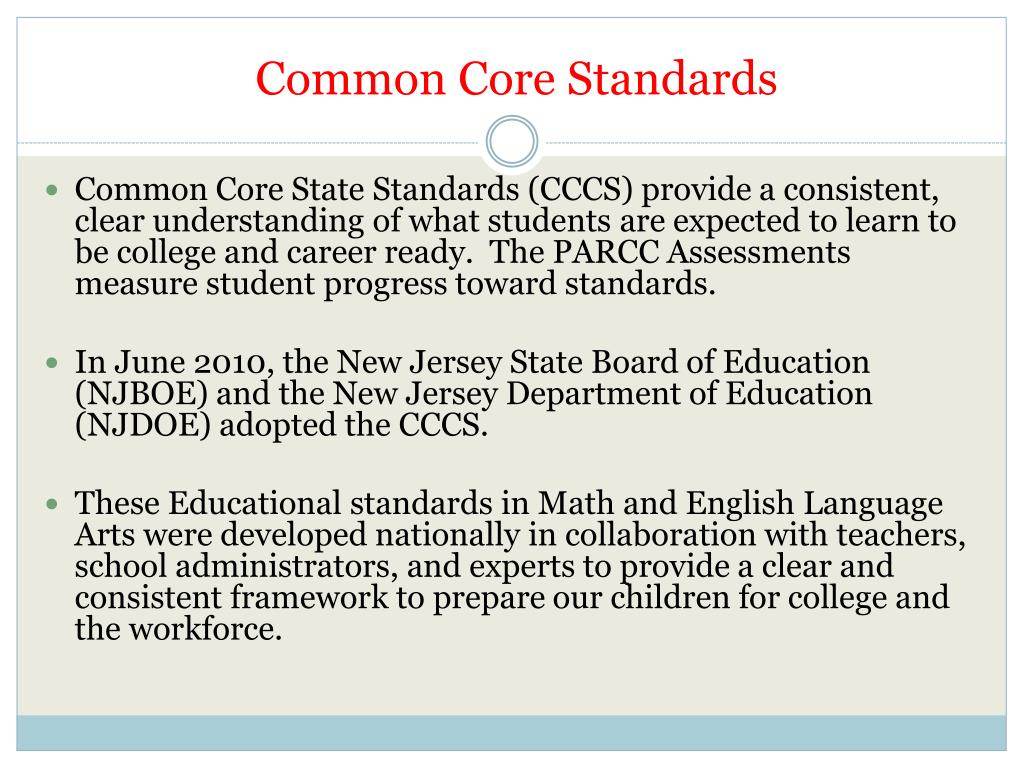 PPT - The Parent’s Guide to The Common Core and PARCC Assessment