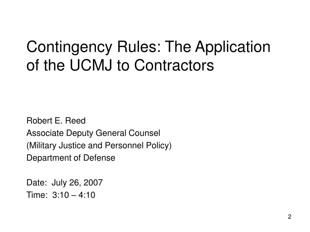 PPT Robert E. Reed Associate Deputy General Counsel (Military Justice