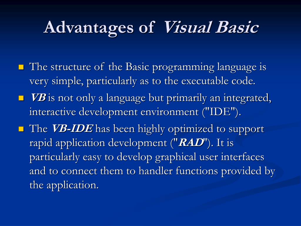 PPT VISUAL BASIC PowerPoint Presentation, free download ID6750447