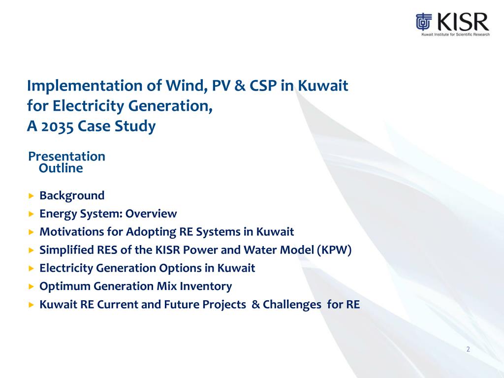 PPT Implementation of Wind, PV & CSP in Kuwait for Electricity