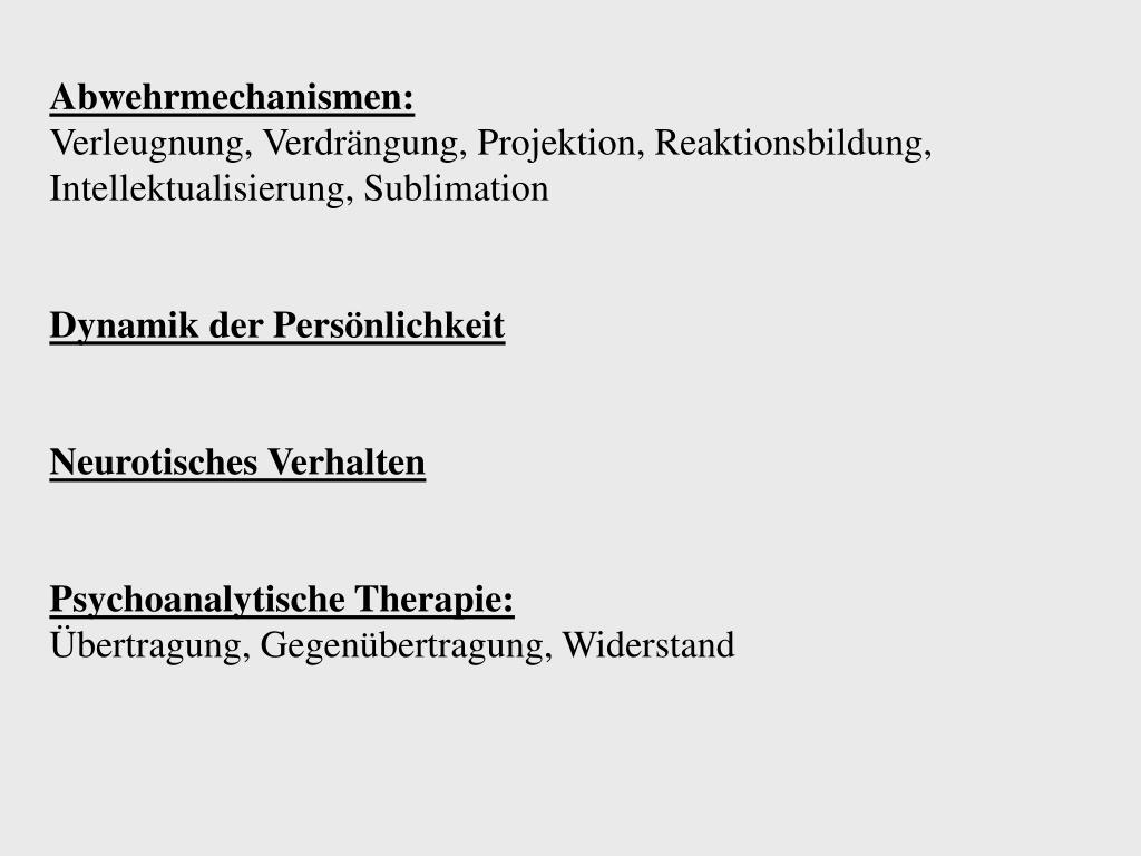 PPT Inhalte der Vorlesung "Einführung in die Psychologie