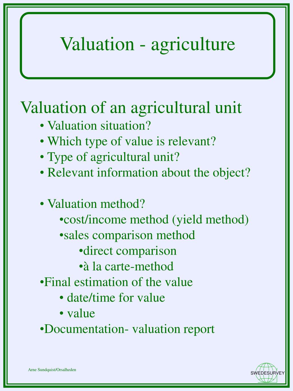 PPT Valuation agriculture PowerPoint Presentation, free download ID6755378
