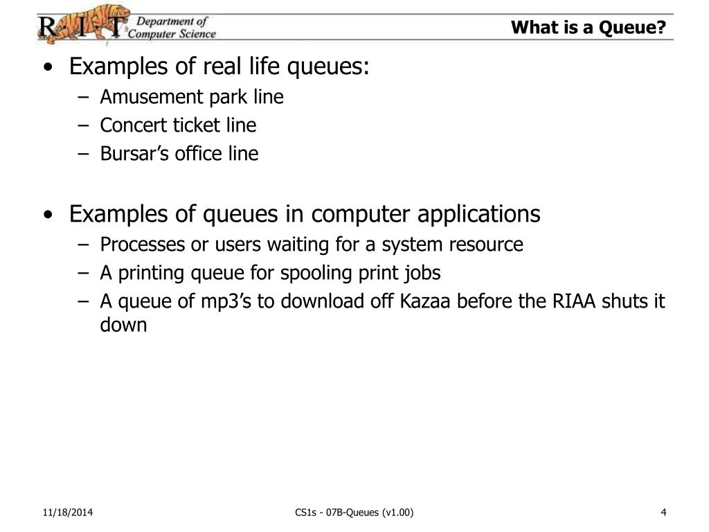 PPT Computer Science 1 (Studio) 07BQueues PowerPoint Presentation