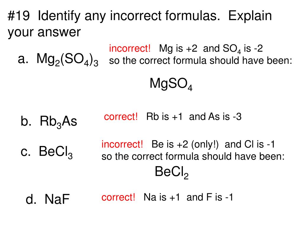 PPT 10 Write formulas for compounds formed from these pairs of ions