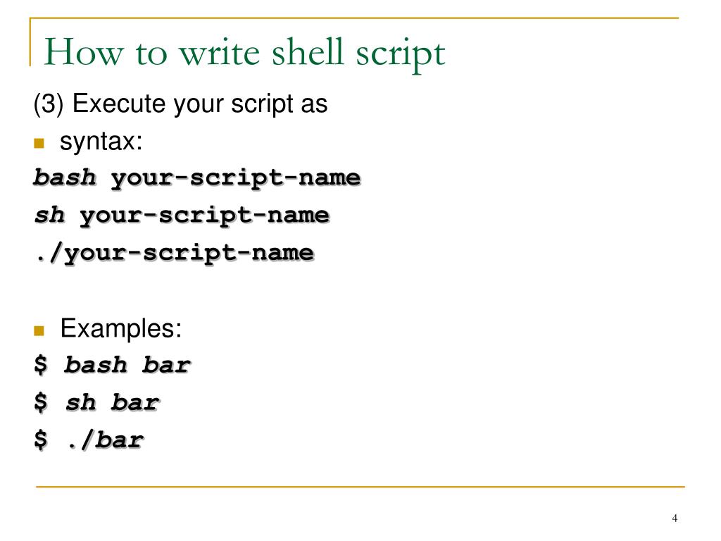 How to write shell script nolfmyown